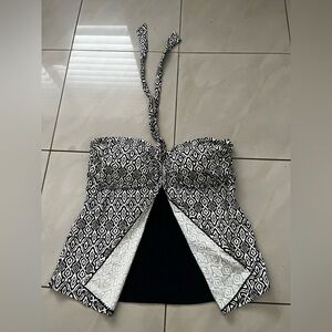 Jones New York Black and White Tankini Bathing Suit Top